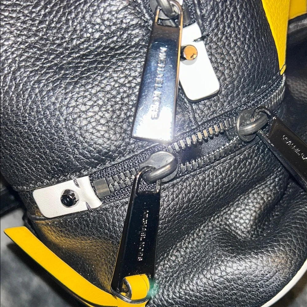 Michael Kors Black and Yellow Rhea Backpack - Picture 9 of 10